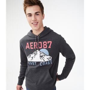 Super Comfy Aeropostale Aero Logo East Coast Gray Hoodie Sweatshirt SMALL